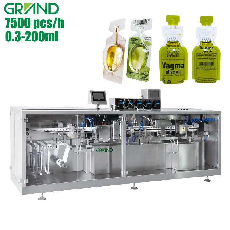 GGS240 TFFS machine Full Automatic  Monodose Honey Olive Oil Liquid Plastic Ampoule form Fill Seal Machine
