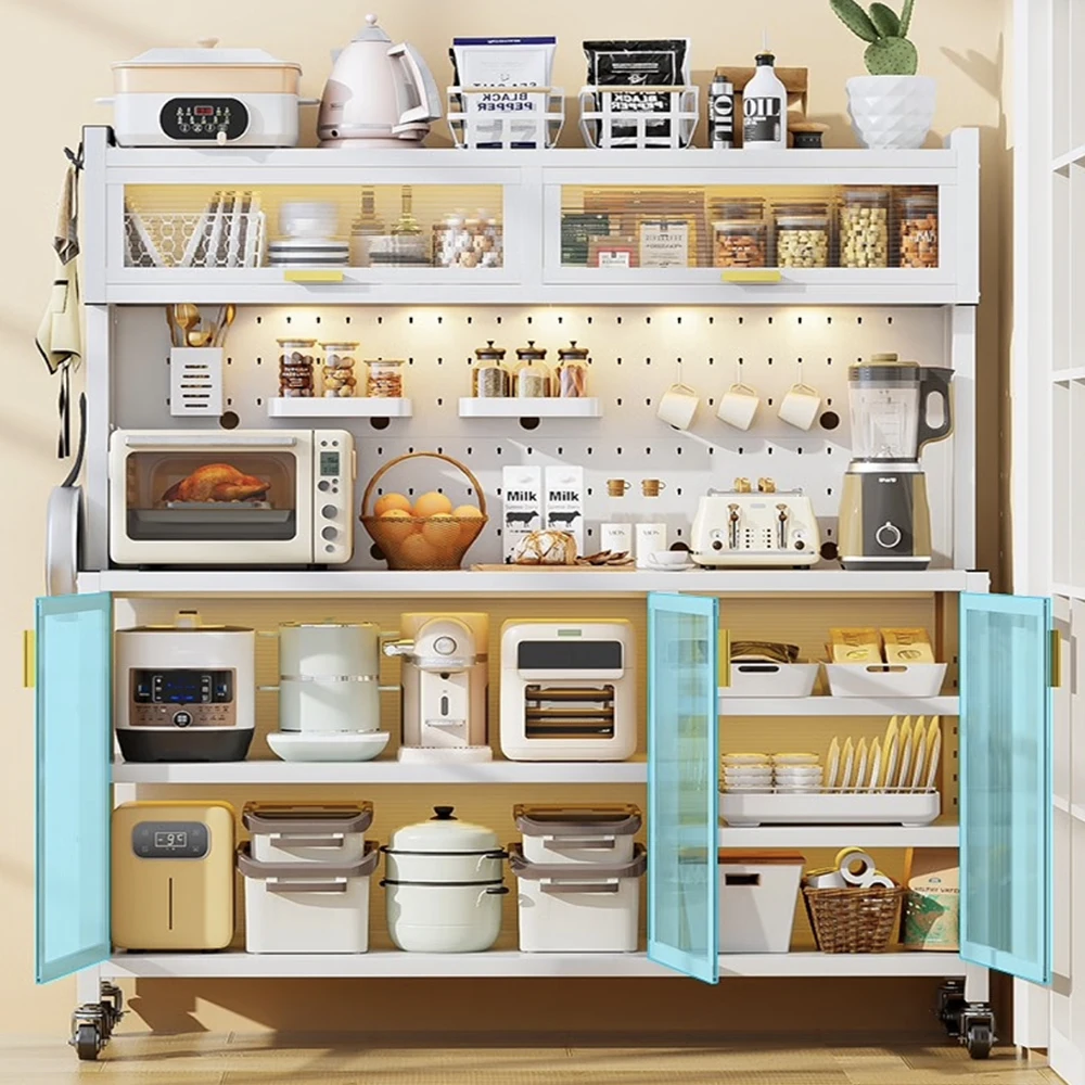 5-Tier Bakers Rack Microwave Stand Kitchen Shelves for Spices Pots and Pans Black