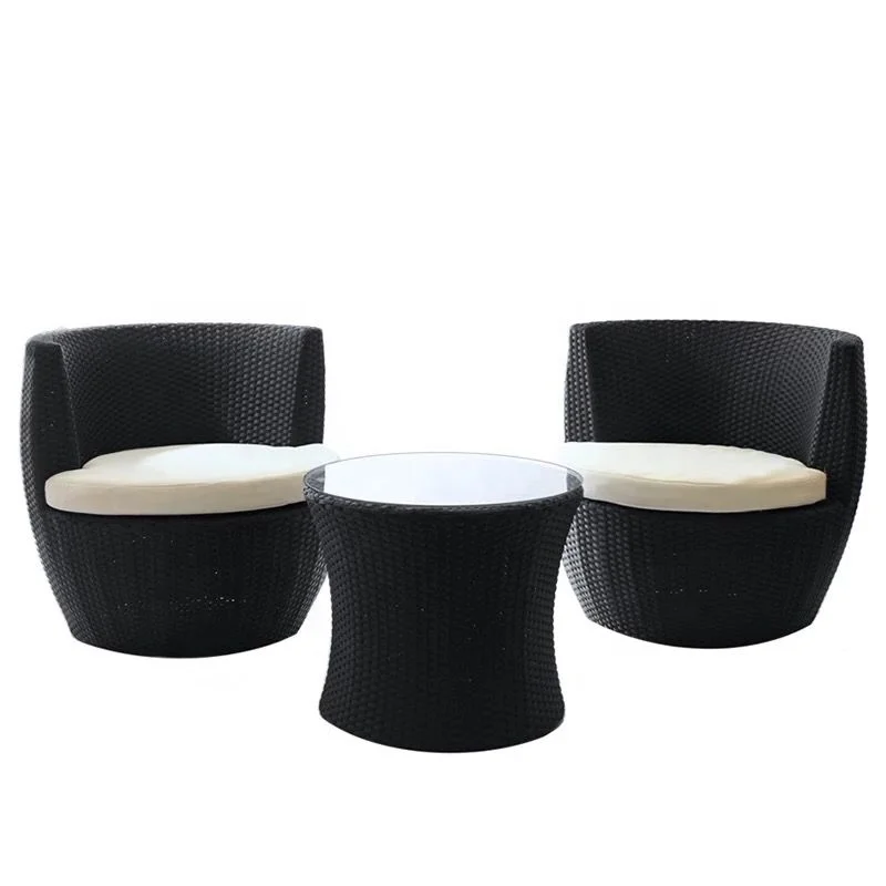 Hot sale Factory Direct Supply Egg Table Chair Sofa  Deep Seating rattan Furniture Outdoor 3 Pieces Conversation Bistro Sets