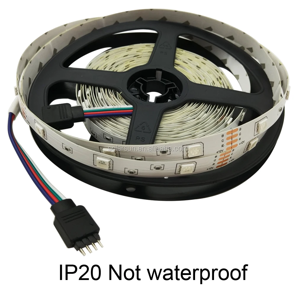 30leds 60leds multi full color IP65 RGB led strip kit with 44key remote controller DC12V power adapter