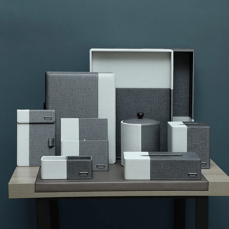 MAVOBO Custom Hotel Amenities Set Hotel Room Leather Storage Set 5-Star Hotel Leather Goods Supplies