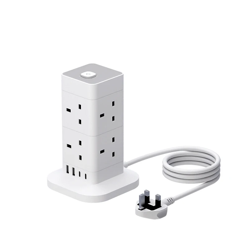UK 3 PIN Multi Plug 13A Heavy Duty Children Safety Door Socket Desktop Meeting Room A+C Port Power Extension Lead Socket