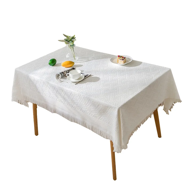 wholesale Cotton linen tablecloth rectangular coffee table cloth photo light luxury net red round tablecloth