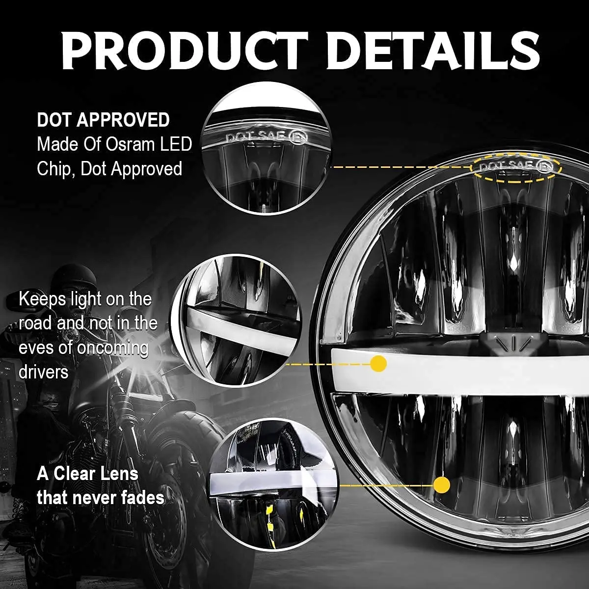 Wholesale  5.75 inch 48W High/Low Beam Round Led Headlight for Motocycle