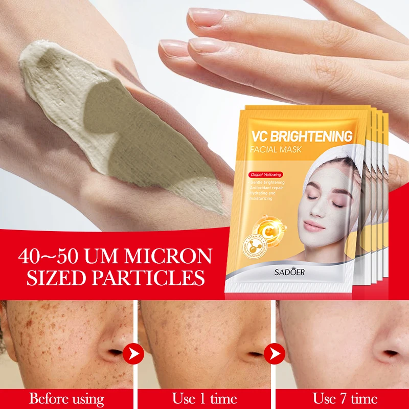 SADOER Natural Turmeric Extract Acne Removal Mud Facial Masks Skincare Cleansing Blackheads Hydrating Brightening Clay Face Mask