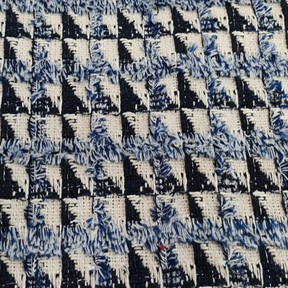 New Fashion 100% Polyester Houndstooth Style Tweed Woven Fabric For Garments