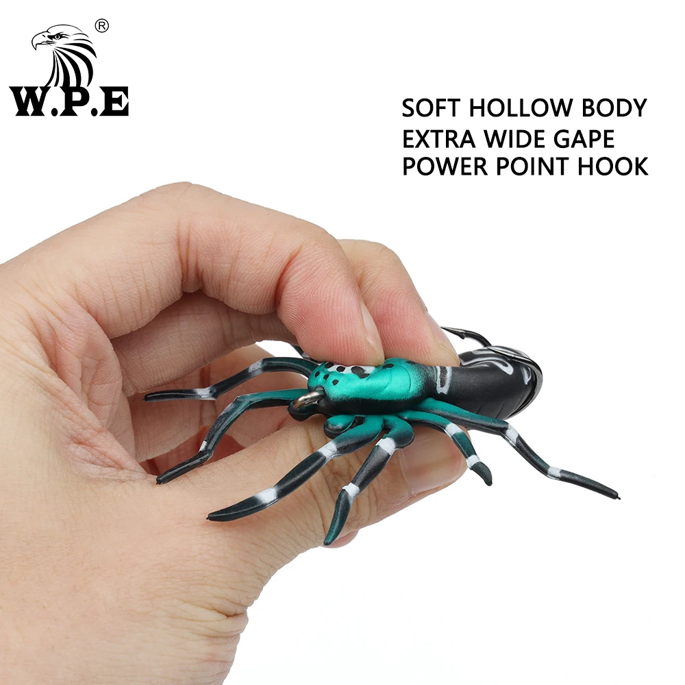 W.P.E Hot Selling 7.5cm 7.6g 8colors Floating Spider Lures Artificial Soft Rubber Fishing Baits Fishing Lures