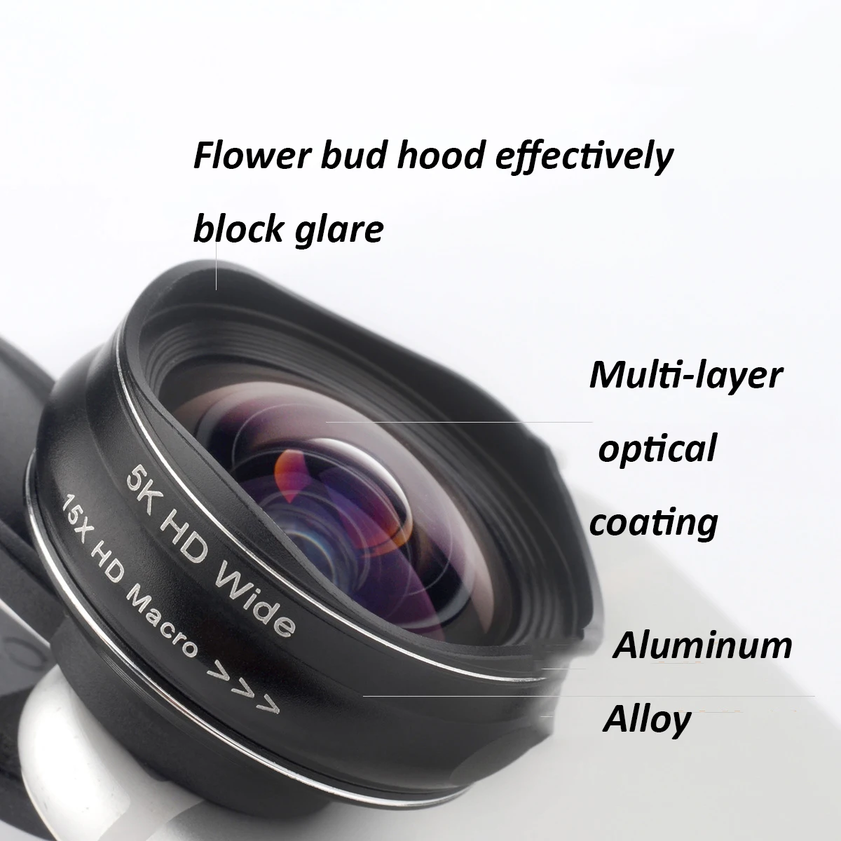 2022 New Design Factory Supply 4K DSLR 2In 1 15x Macro 110 Degree Macro Lens for Smartphone