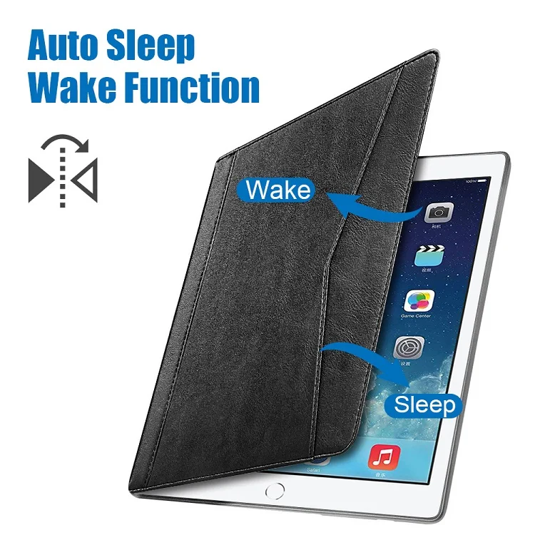premium light weight pu leather smart cover hand strap pencial slot auto sleep wake leather case for ipad mini case
