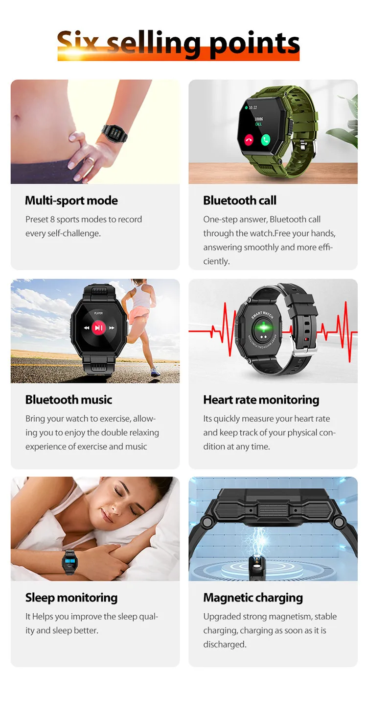 2021 new design Wholesale S9 Smart Watch bluetooth Call Heart Rate Blood Pressure Monitor IP67 Waterproof Touch Screen