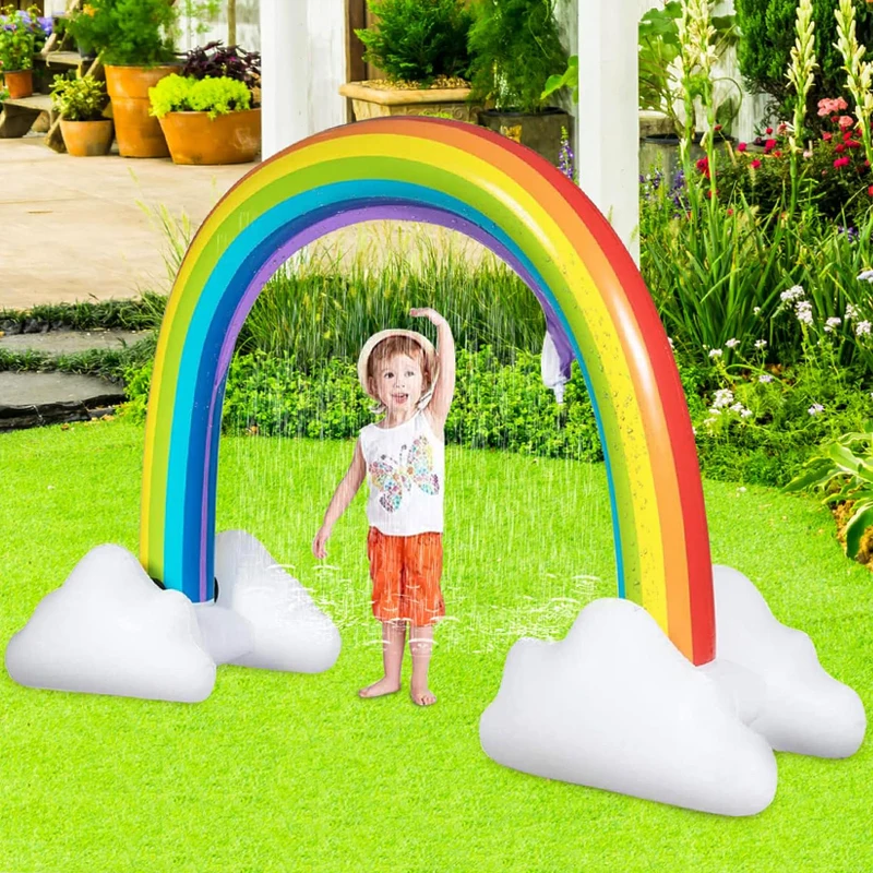 Outdoor Rainbow Sprinkler Inflatable Water Sprinkler arch Toys for Summer Backyard Water Park Kids Sprinkler Water game Toys