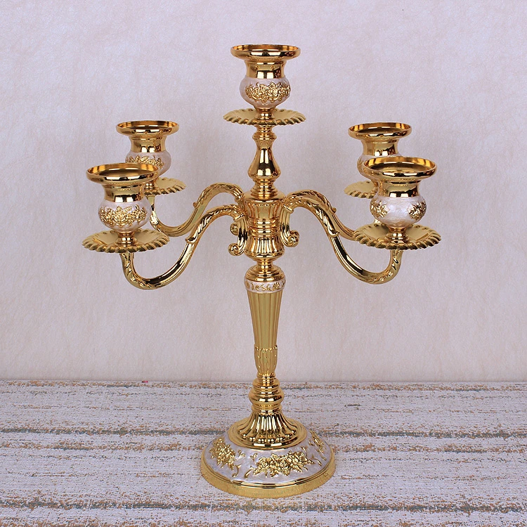 Candlestick Holder Set New Round Iron Cast Metal Gold Wedding Centerpieces Candelabra For Taper