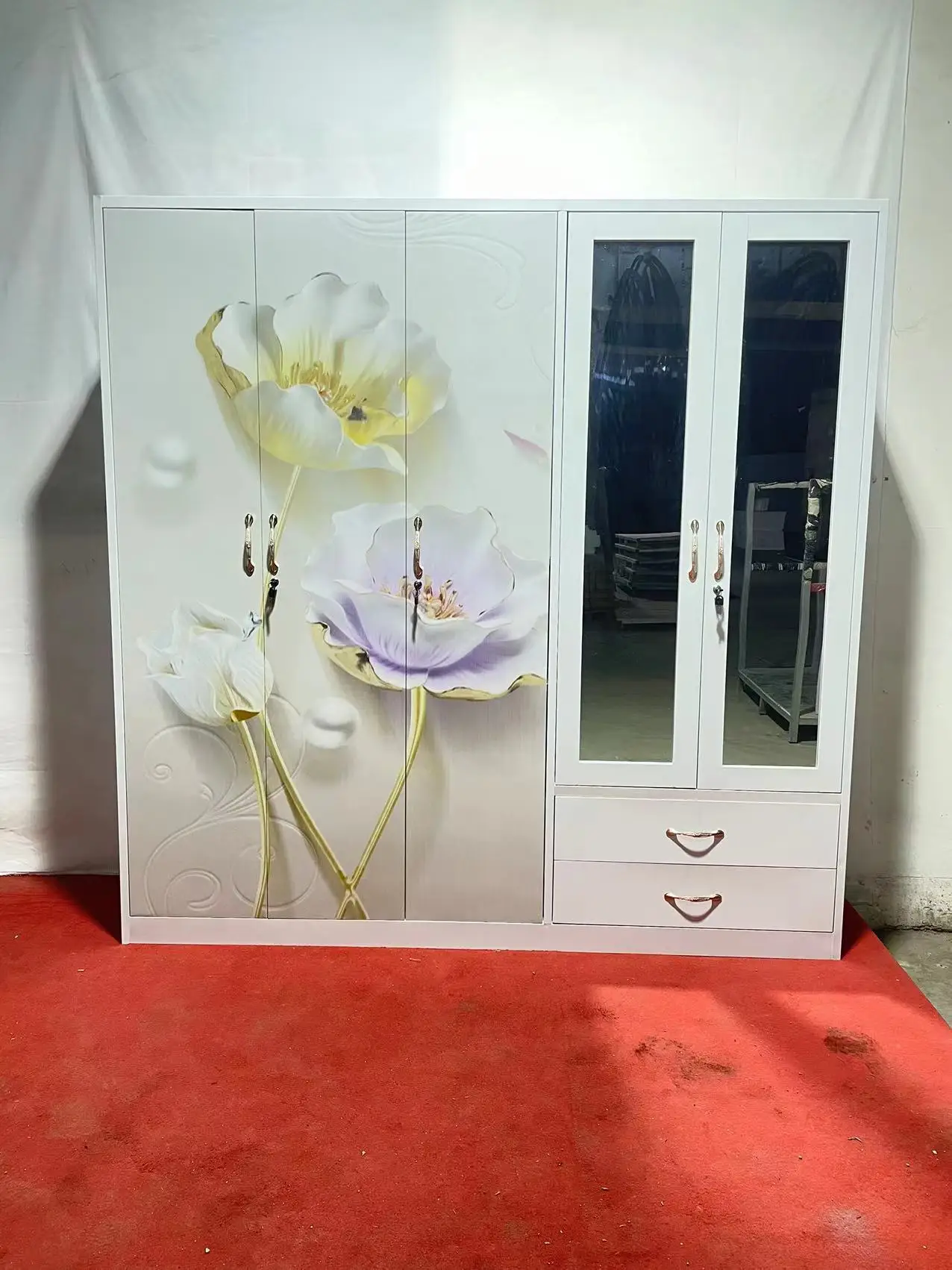 Bedroom furniture portable fitted built in cheap colour metal closet corner wardrobe for online sale