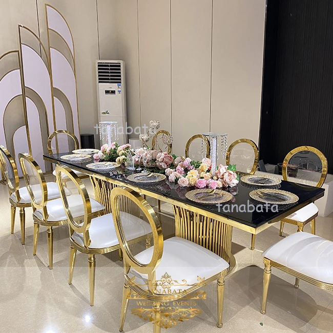 
Mirror glass top stainless steel frame used 8 seats banquet wedding table 