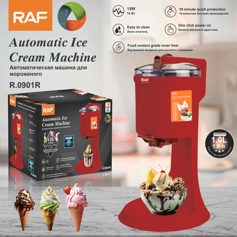 RAF R.0901 Hot Selling Automatic Ice Cream Machine Easy to Clean One Click Power on Ice Cream Machine