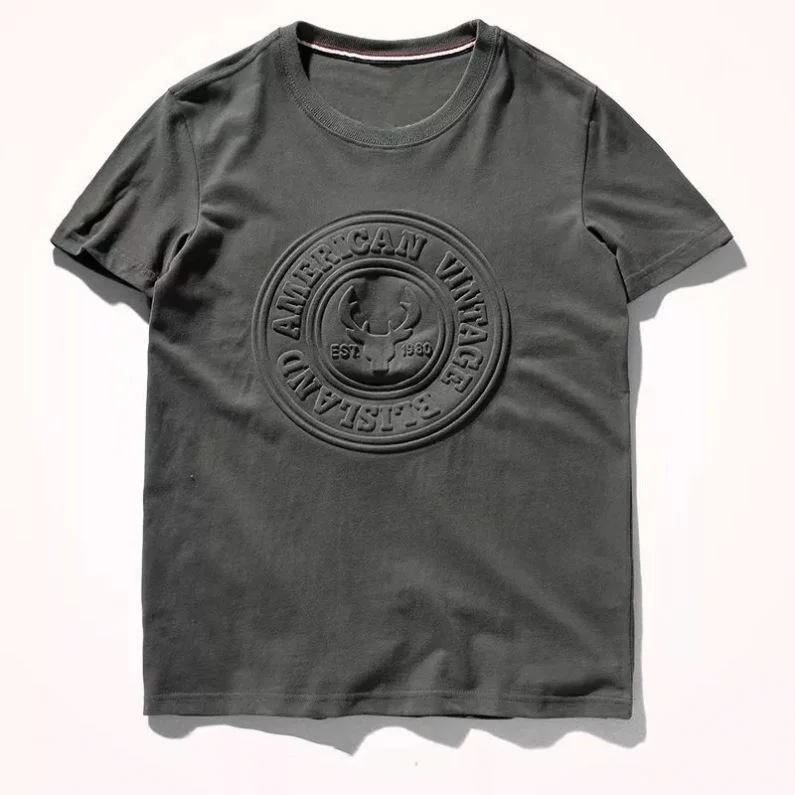 Trendy Logo T Shirts Printing Custom Cotton Tshirts Men 3D Emboss T-Shirts