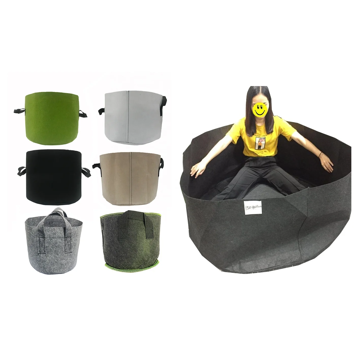 Custom OEM 1-1000 Gallon Vegetable Garden Heavy Duty Aeration Non-woven Felt Fabric Pot Plant Grow Bags for Plants