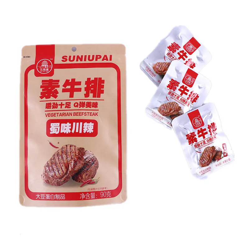 Asian leisure foods Chinese spicy snack normal delicious 90g SICHUAN spicy flavor vegetarian meat steak