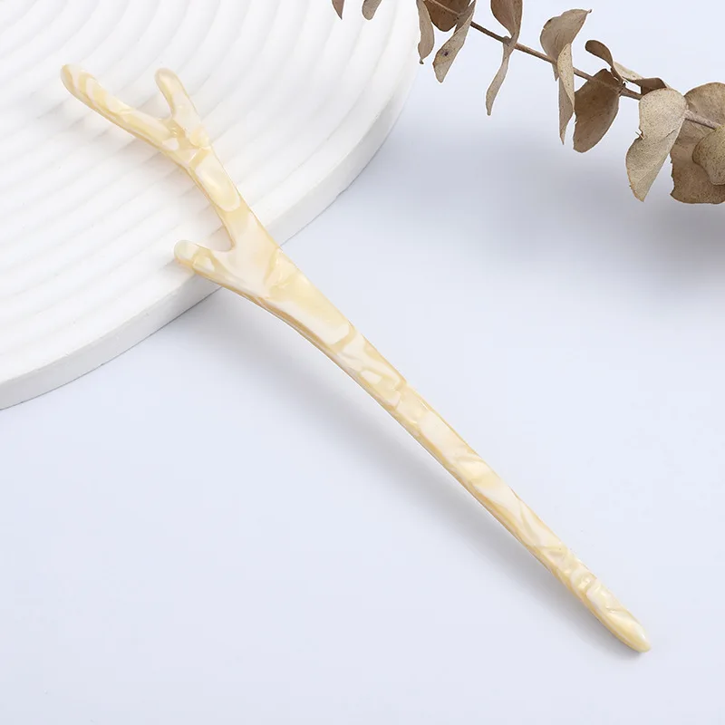 BELLEWORLD Factory Customized Chinese style Classic elegant antler branch acetic acid hair sticks acetate hair forks