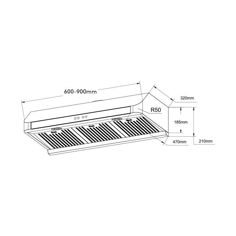 Modern Design Switch Control Kitchen Exhaust Slim Cooker Hood Aire Range Hood Inserts Filter for Kitchen Hood