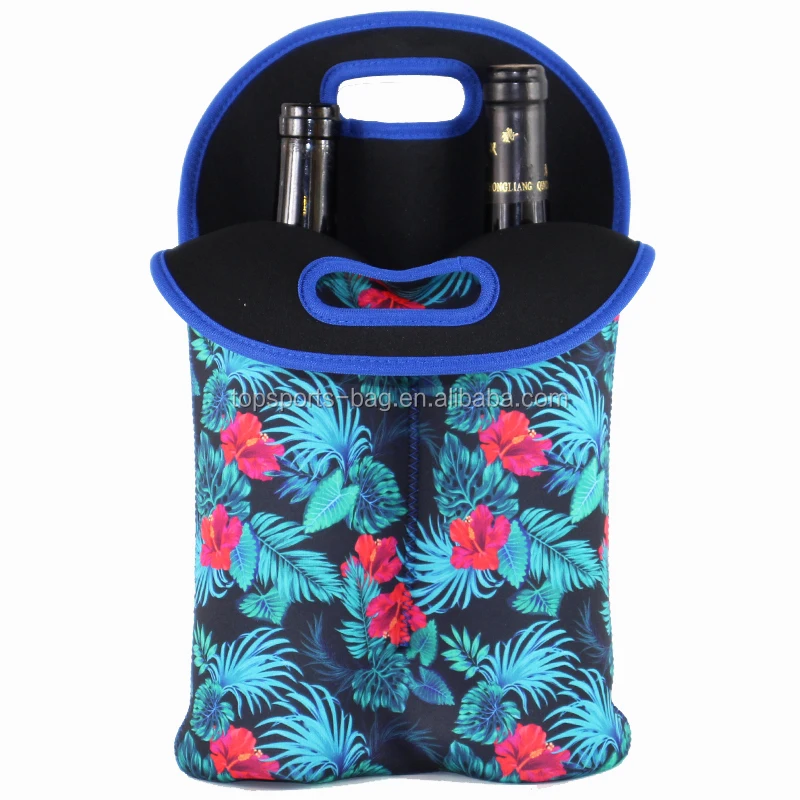 Great Gift 2 Bottle Carrying Bag Cooler Thick Neoprene Wine Bottle Holder with Secure Carry Handle