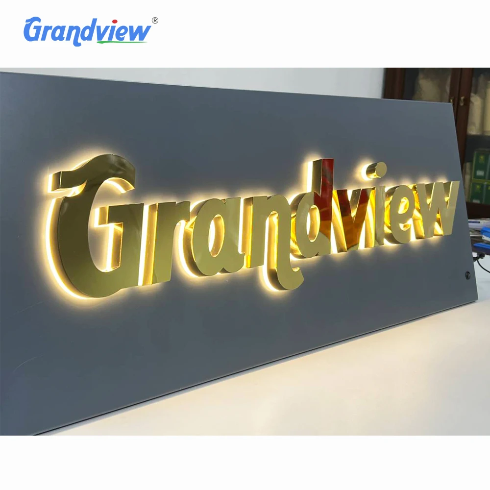Business sign board logo office indoor outdoor backlit illuminated signage wall logo led 3d letter custom sign