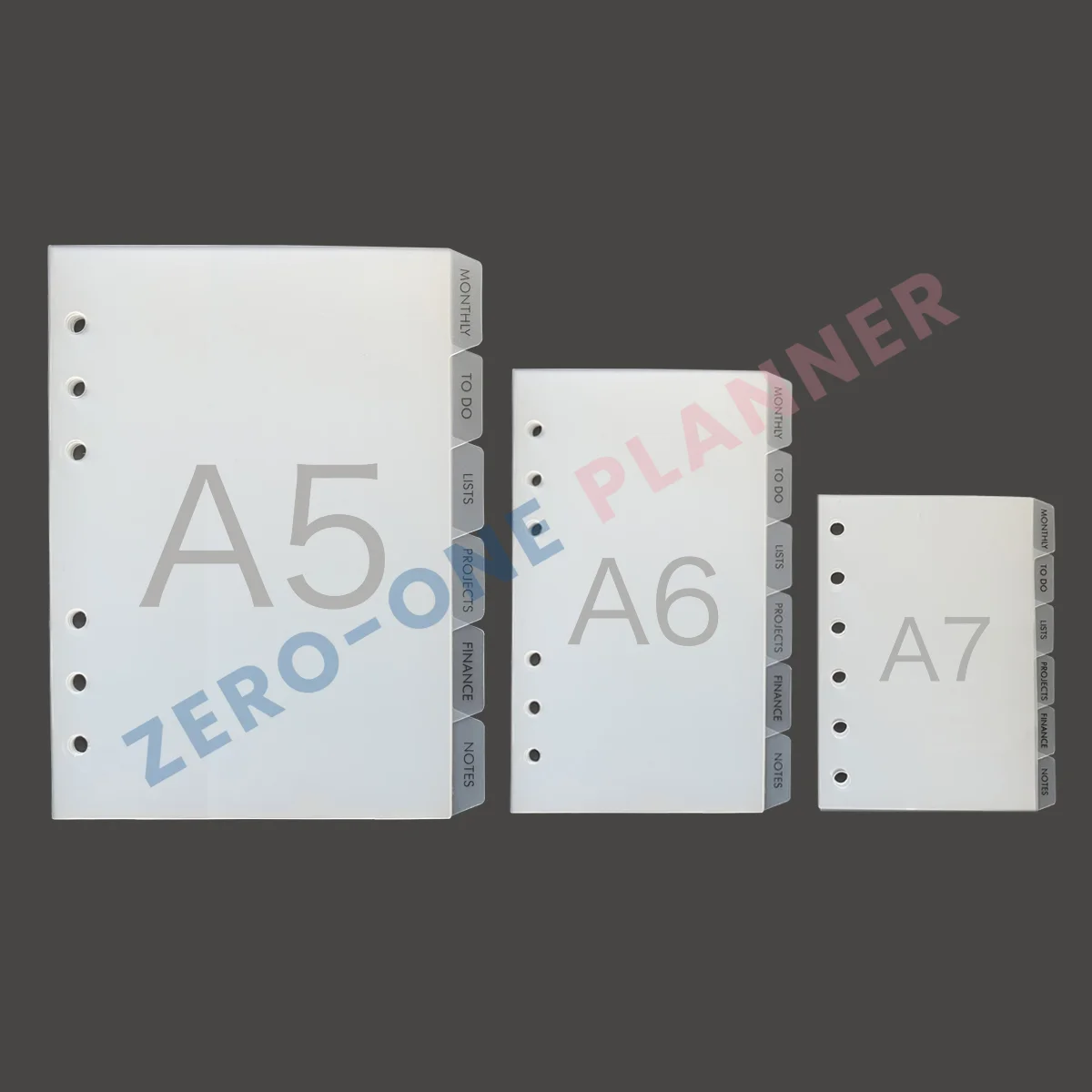 custom a5 a6 a7 planner divider frost pp index pages with black print tab