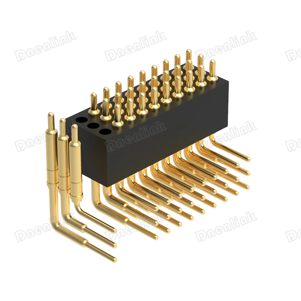 Dnenlink 1.27mm pitch Three Row H4.0mm Right Angle DIP Male Pogo Pin Connector for PCB