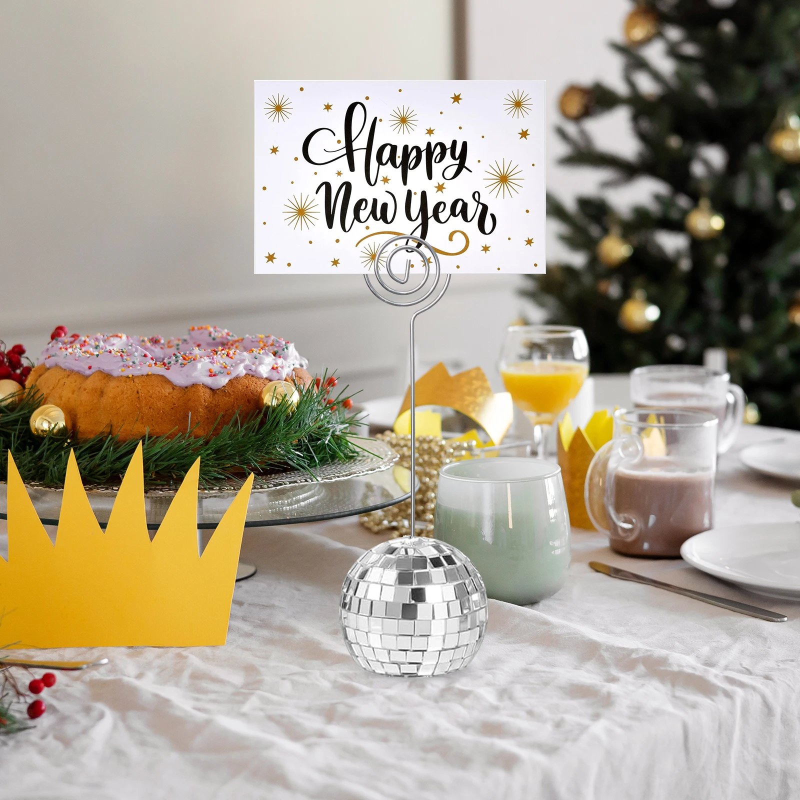 3pcs Disco Ball Table Number Holder With Swirl Wire Card Stand Silver Table Number Stand Name Card Photo Picture Holder