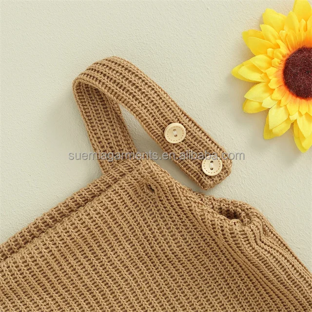 Winter Knitted Overalls Lovely Sleeveless Solid Crochet  Newborn Infant Baby Boys Girls Rompers
