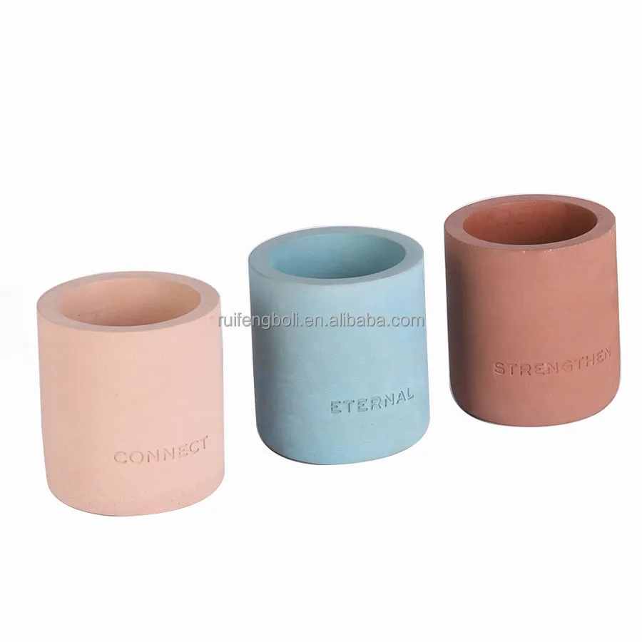 Custom Luxury Oil Soy Wax Coloful Concrete Candle Jars Cement Cup For Home Decor