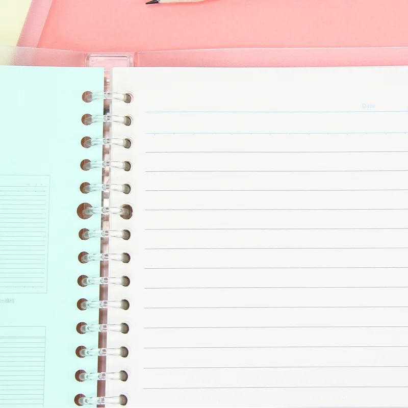 Waterproof PP plastic soft cover A5 B5 loose leaf notebook with line pages printing