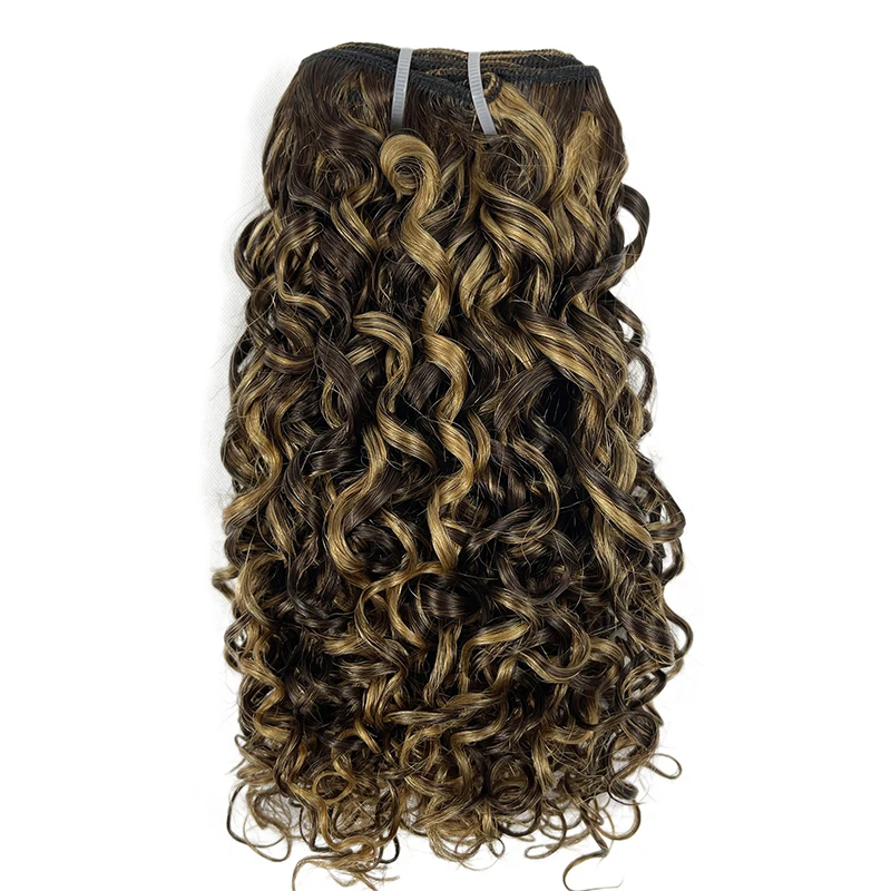 P4/27 highlighted human hair bundle pixie curl for black women,funmi styles brazilian hair dubai closure
