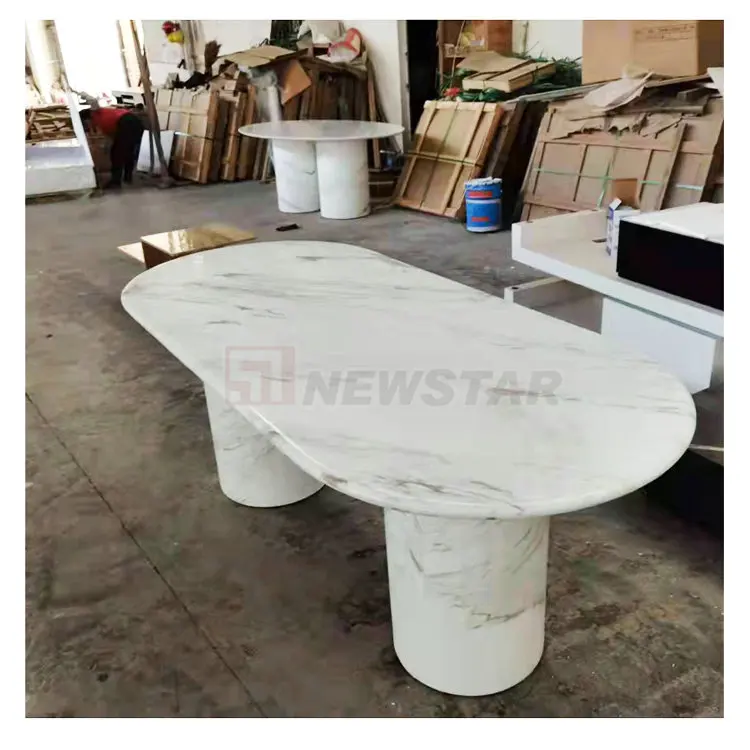 Modern Nordic marble round desk dining room Calacatta Violet customized natural kitchen dining table  6 chairs set new arrival