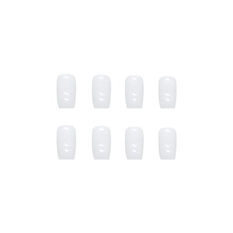 Medium Length Square Minimalist Solid Color Cream White Press On Nails 24PCS Wholesale