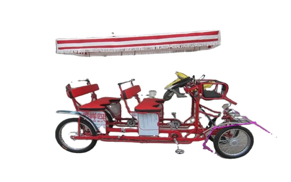 4seater   SURREY BIKE WITH LED LIGHT AND FRONT BABY SEAT surrey  QUADRICYCLE