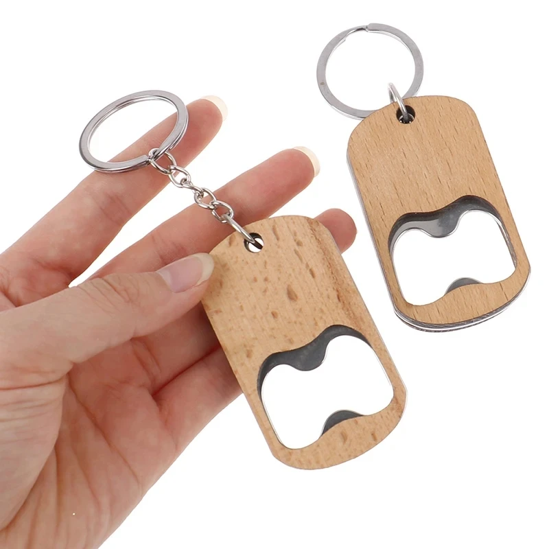 Custom Wooden Bottle Opener Key Chain Wood Keychain Beer Bottle Openers