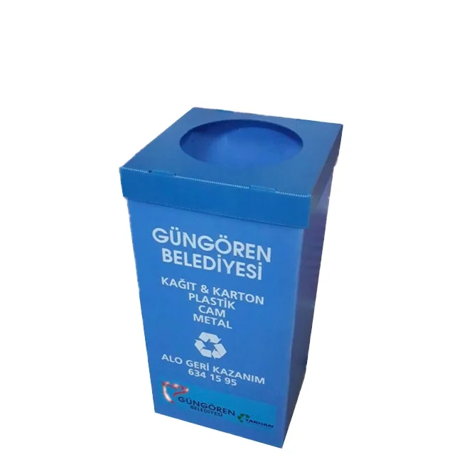 Open Top Folding Correx Dustin Recycle Bin Corrugated Plastic Trash Can Corflute Waste Bin For Office