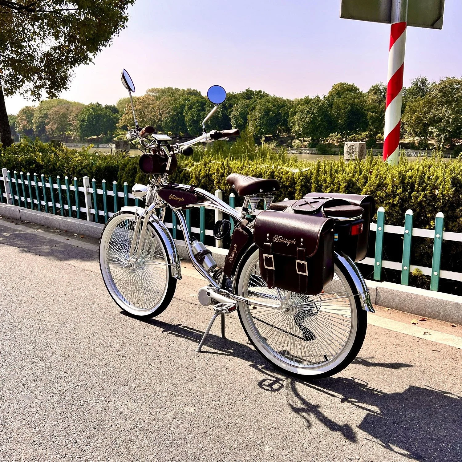 26 Inch Electric 36v 250W Motor Indian Spring Fork Chrome Beach Cruiser Bike  Shimano 7 Speed Classic Bicycle in Store