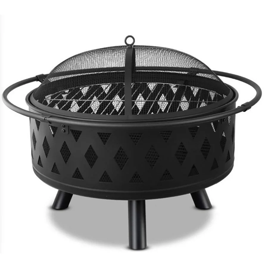 Customized outdoor fire pit Furniture metal fireplace with grill plate fire blow heater for garden BBQ