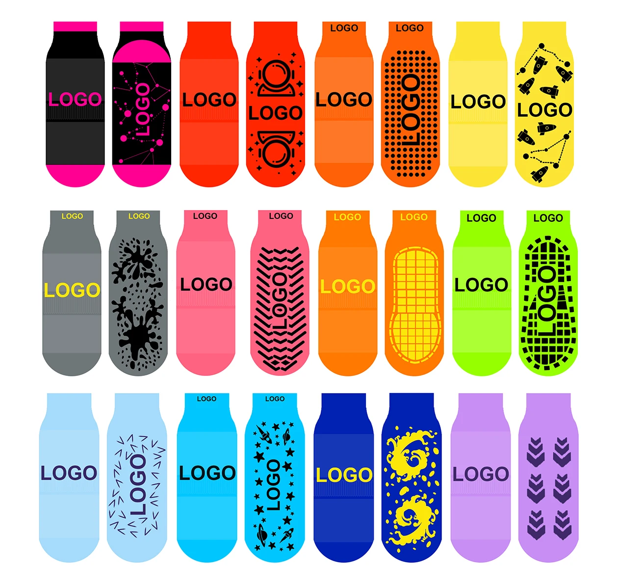 Custom Trampoline Grip Socks Adults Non Slip Trampoline Jump Grip Socks With Design Your Own Logo