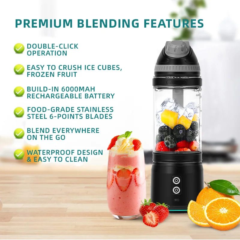 Factory New Design Best Selling 700ml rechargeable sports clockwise and anti clockwise smoothie mixer blender