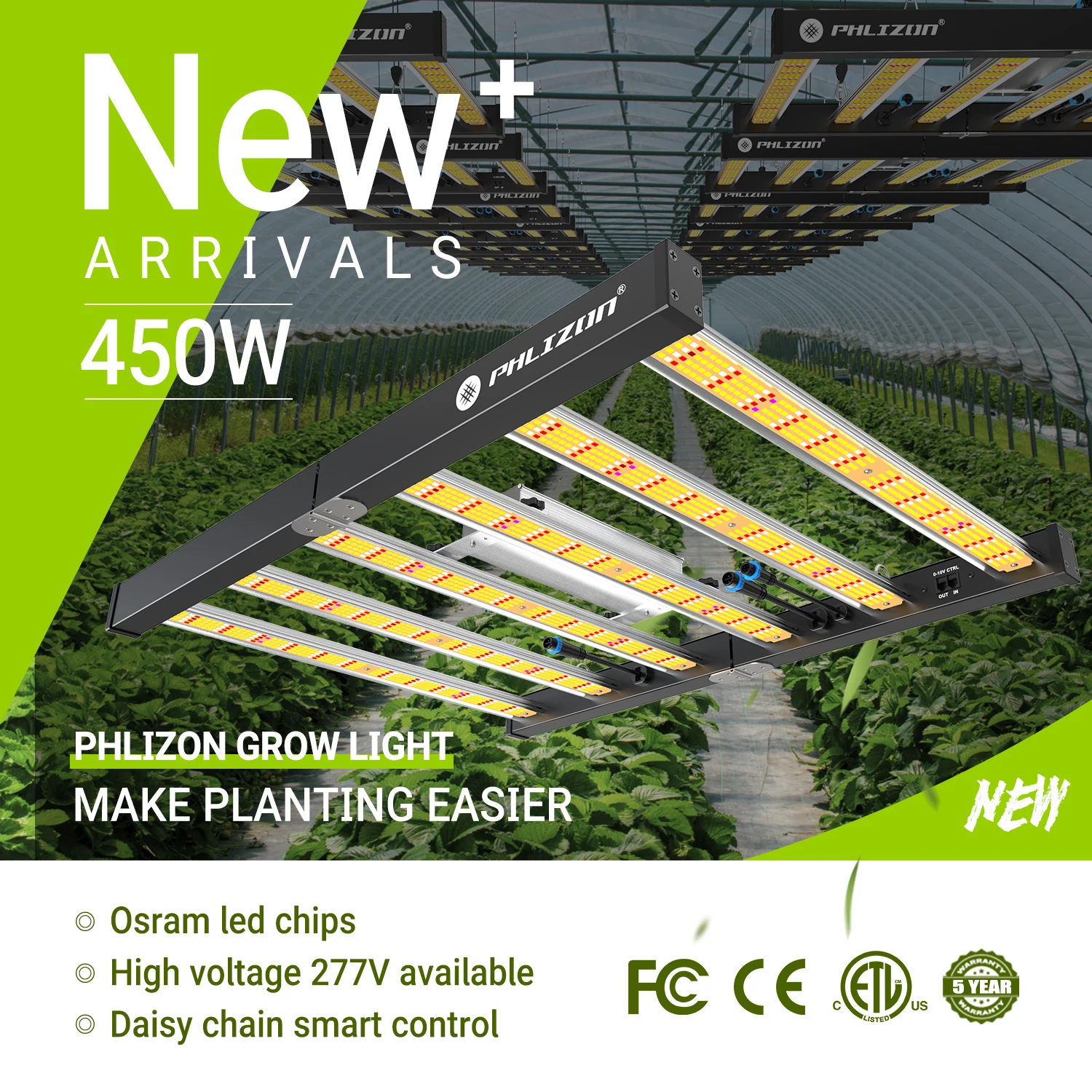 Foldable LED Grow Light 450W Full Spectrum Plant Grow Lamp 6 Bars For Indoor Grower