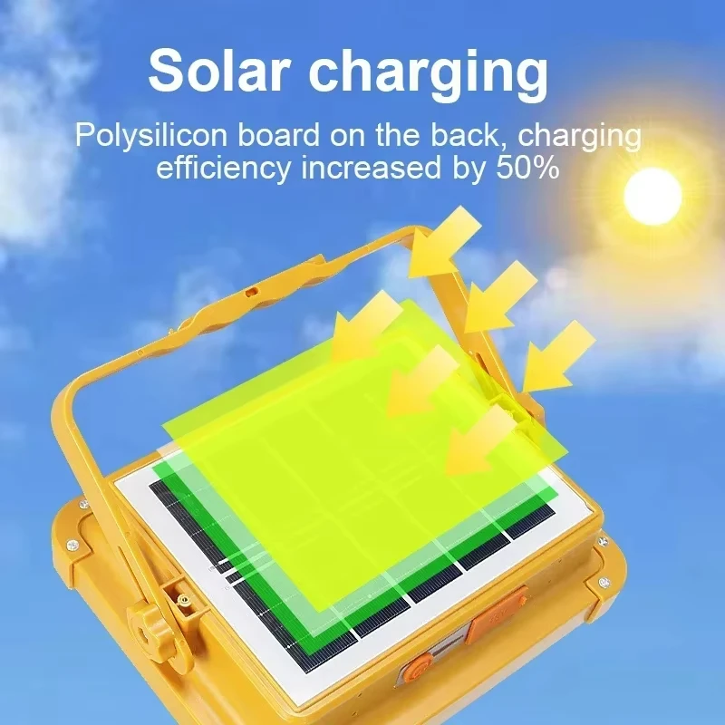 Rechargeable 200W Outdoor Portable LED Reflective Spotlight Solar Garden Light Outdoor Waterproof LED Solar Courtyard Light