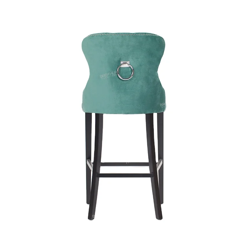 Wholesale market in mumbai Elegant Fabric bar chairs with backs green velvet high chair