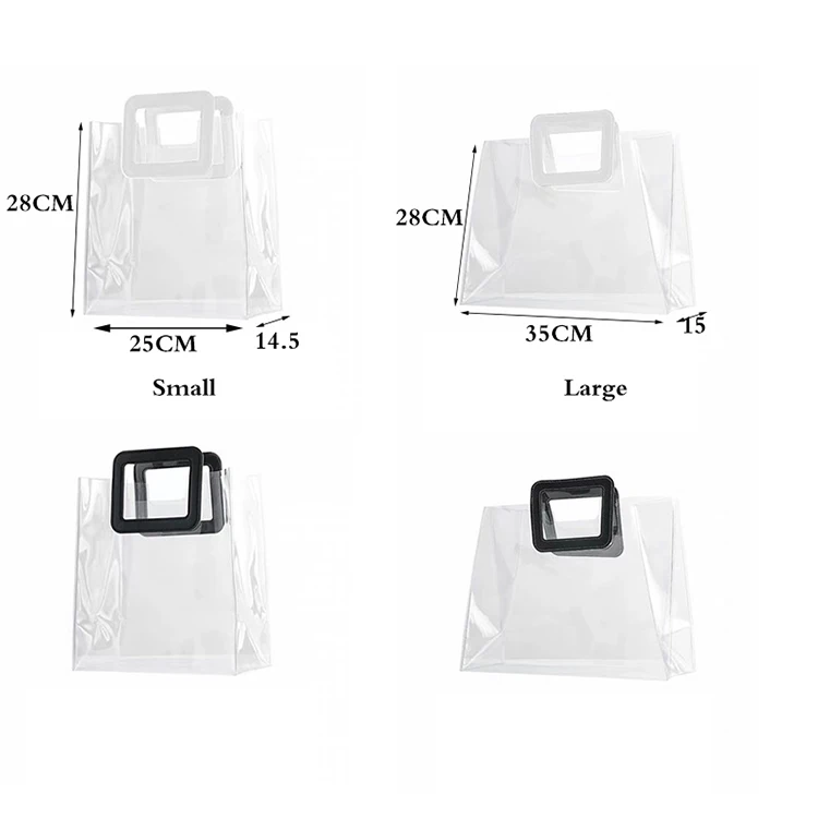 
Wholesale lady fashion waterproof transparent tote clear custom pvc plastic bag 