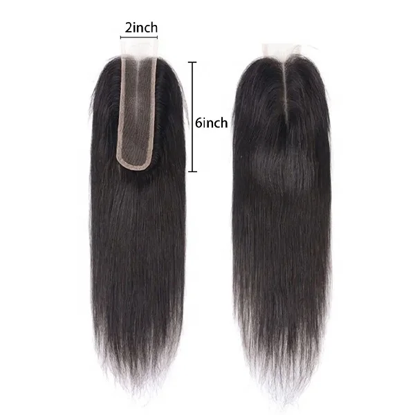 Clj Vendors Fermeture Double Drawn Transparent Indian Naturel 2X6 Straight Machine Made Lace Closure For Brazilian Weave