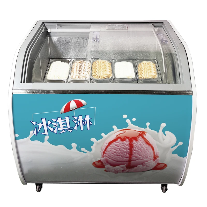 LVKE Ice cream display cabinet 12 pans gelato freezer beautiful new design