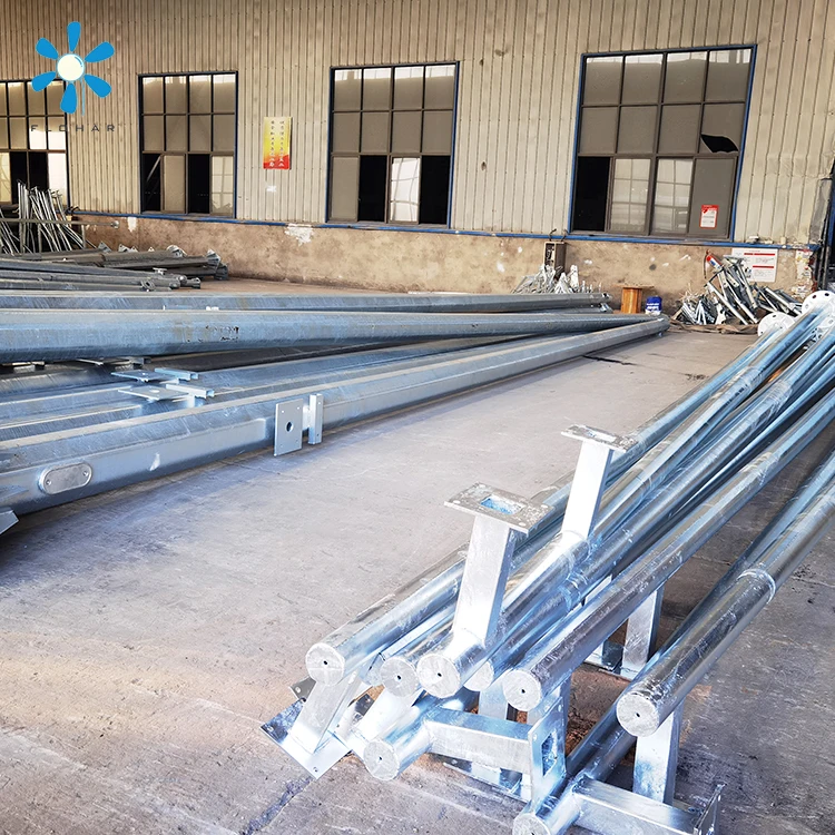 Octagonal conical solar led street light galvanized steel lamp pole