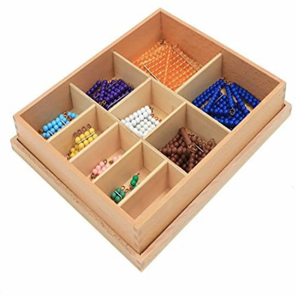 Wooden Montessori Educational Toys Short Bead Chain Colored Bead Chain Set Montessori Beads For Kids